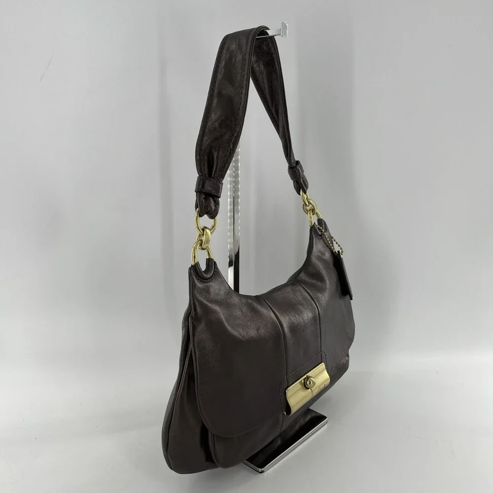 Coach Y2K Kristin Leather Hobo Shoulder‎ Flap Bag Metallic Bronze 18809 Hang Tag